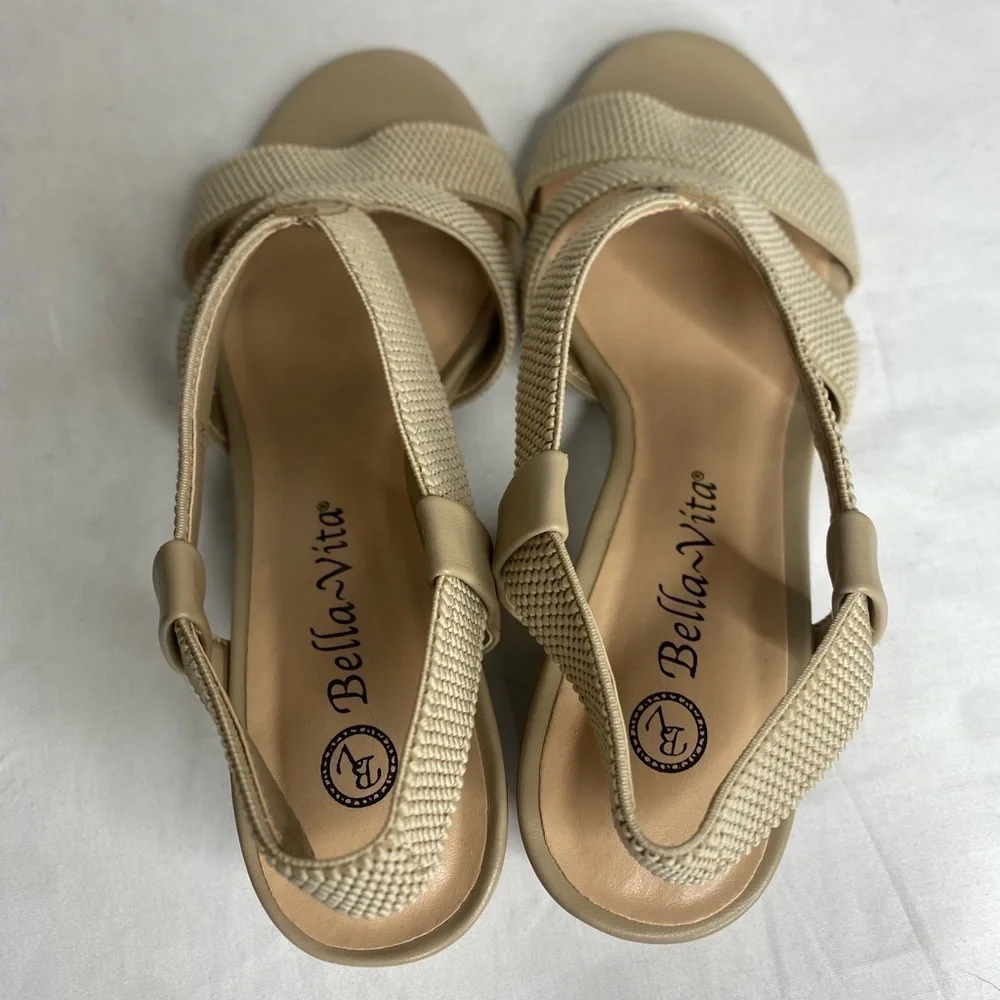 Bella Vita Women Jodi Stretch Natural block heel sandal New Sizes 7.5N & 9M